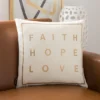 Faith Pillow - Beige/Gold - 18" X 18" - Safavieh -Safavieh GUEST 0c345865 2f19 47f5 9551 f8c5e8976c0e