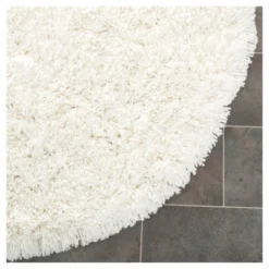 White Solid Shag And Flokati Tufted Round Accent Rug 4' - Safavieh