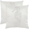 Smooching Seahorse Pillow (Set Of 2) - Pearlescent - 18" X 18" - Safavieh -Safavieh GUEST 1775af63 dd0c 43f1 9ce3 c3e20f6742c3
