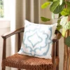 Daciana Pillow - White/Blue - 18" X 18" - Safavieh -Safavieh GUEST 1b28ac34 810e 4637 b485 3b1a4e770433