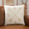 Compass Pillow - Beige/Gold - 18" X 18" - Safavieh -Safavieh GUEST 20c78be0 94ed 45db a3cd 49039355326a