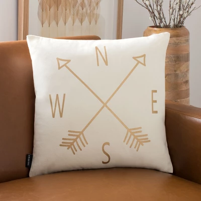 Compass Pillow - Beige/Gold - 18" X 18" - Safavieh 3 Compass Pillow - Beige/Gold - 18" X 18" - Safavieh