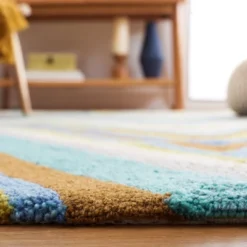 Blue/Multi Stripes Hooked Accent Rug - (2'3"x3'9") - Safavieh -Safavieh GUEST 2c0783f2 46ad 4407 a958 99b0fef91f0e