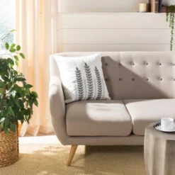 Valorie Vine Pillow - White/Grey - 20" X 20" - Safavieh -Safavieh GUEST 4893f14e 3ce5 481c 94d2 6378ba93dc2f