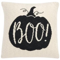 Boo Pillow - Natural/Black - 20"x20'' - Safavieh