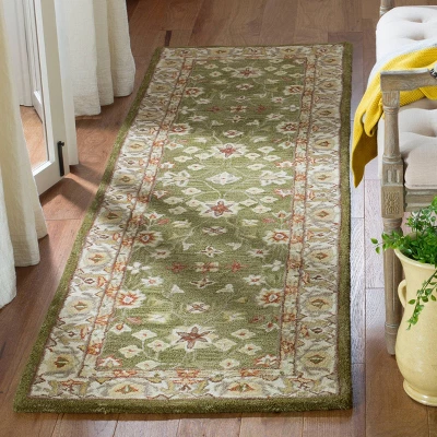 2'3"x8' Floral Tufted Runner Rug Moss Green/Ivory - Safavieh 6 2'3"x8' Floral Tufted Runner Rug Moss Green/Ivory - Safavieh - Image 4