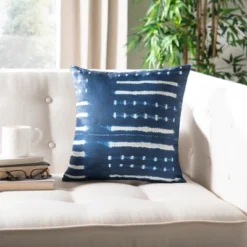 Narla Pillow - Deep Blue/White - 16" X 16" - Safavieh -Safavieh GUEST 735930e8 435c 4762 8225 f267f713e75f