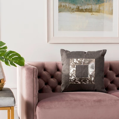 Grayer Metallic Cowhide Pillow - Grey/Silver - 20" X 20" - Safavieh 3 Grayer Metallic Cowhide Pillow - Grey/Silver - 20" X 20" - Safavieh