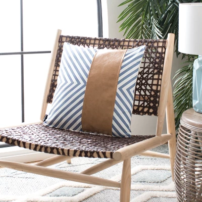 Endra Pillow - Navy/White/Tan - 18" X 18" - Safavieh 3 Endra Pillow - Navy/White/Tan - 18" X 18" - Safavieh