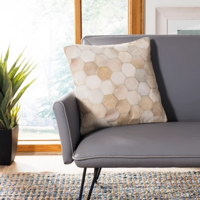 Tiled Cowhide Pillow - White - 18" X 18" - Safavieh 3 Tiled Cowhide Pillow - White - 18" X 18" - Safavieh