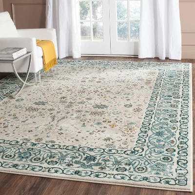 Beige/Blue Floral Loomed Area Rug 8'X10' - Safavieh 4 Beige/Blue Floral Loomed Area Rug 8'X10' - Safavieh - Image 2