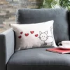 Kitty Love Pillow - Cream/Red - 12" X 18" - Safavieh -Safavieh GUEST ae6c2888 c908 4894 bca6 c92b38c7c5cd