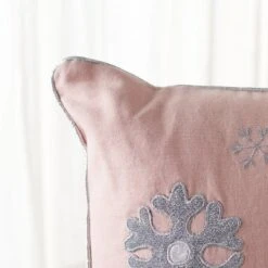 Sunderland Snowflake Pillow - Blush Pink - 18"x18" - Safavieh -Safavieh GUEST cc4a62f7 bf59 4d4c a8a7 6a98c4744bcb