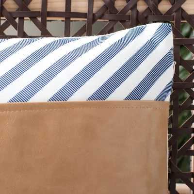 Endra Pillow - Navy/White/Tan - 18" X 18" - Safavieh 4 Endra Pillow - Navy/White/Tan - 18" X 18" - Safavieh - Image 2