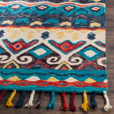 2'x3' Julie Geometric Design Tufted Accent Rug Blue/Red - Safavieh 3 2'x3' Julie Geometric Design Tufted Accent Rug Blue/Red - Safavieh