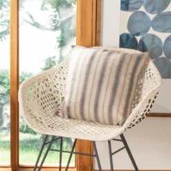 Varina Pillow - Blue/Natural - 16" X 16" - Safavieh