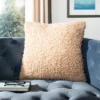 Kalista Shag Pillow - Beige - 20" X 20" - Safavieh -Safavieh GUEST e3ec59c5 d58b 4ef7 bafc fdefbaf14af8