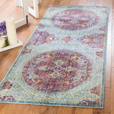 3'x10' Runner Purple/Turquoise Medallion Loomed - Safavieh 4 3'x10' Runner Purple/Turquoise Medallion Loomed - Safavieh - Image 2