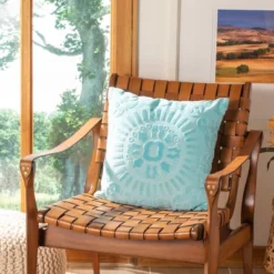 Shayla Pillow - Teal - 18" X 18" - Safavieh -Safavieh GUEST eba81ff6 4b12 417e 9820 959298a7868e